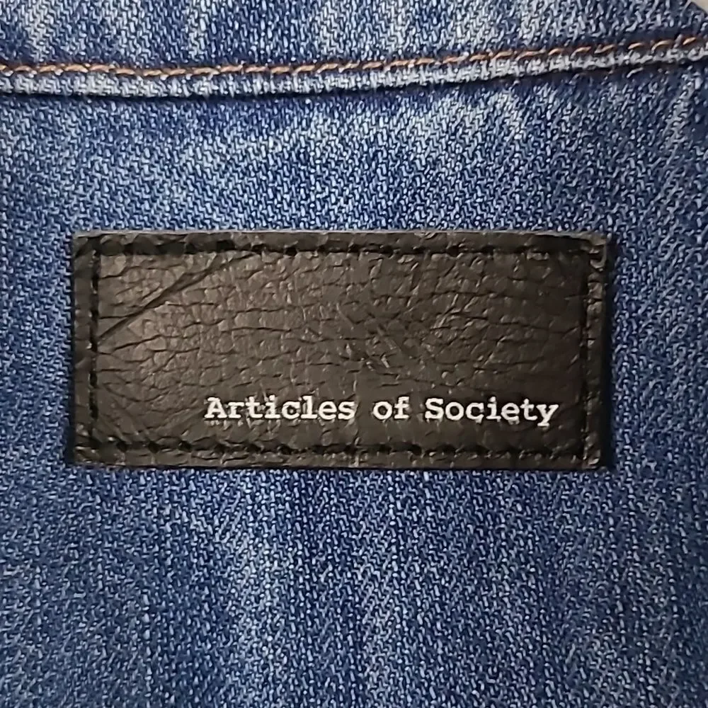 Articles of Society Distressed Denim Trucker Jacket Medium Wash Women XS Capsule